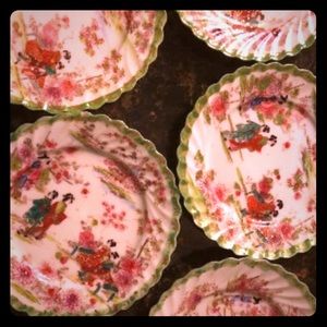 4 small Vintage hand painted plates